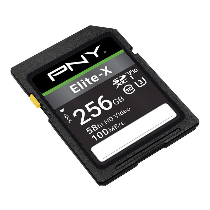 [Australia - AusPower] - PNY 256GB Elite-X Class 10 U3 V30 SDXC Flash Memory Card - 100MB/s, Class 10, U3, V30, 4K UHD, Full HD, UHS-I, Full Size SD 