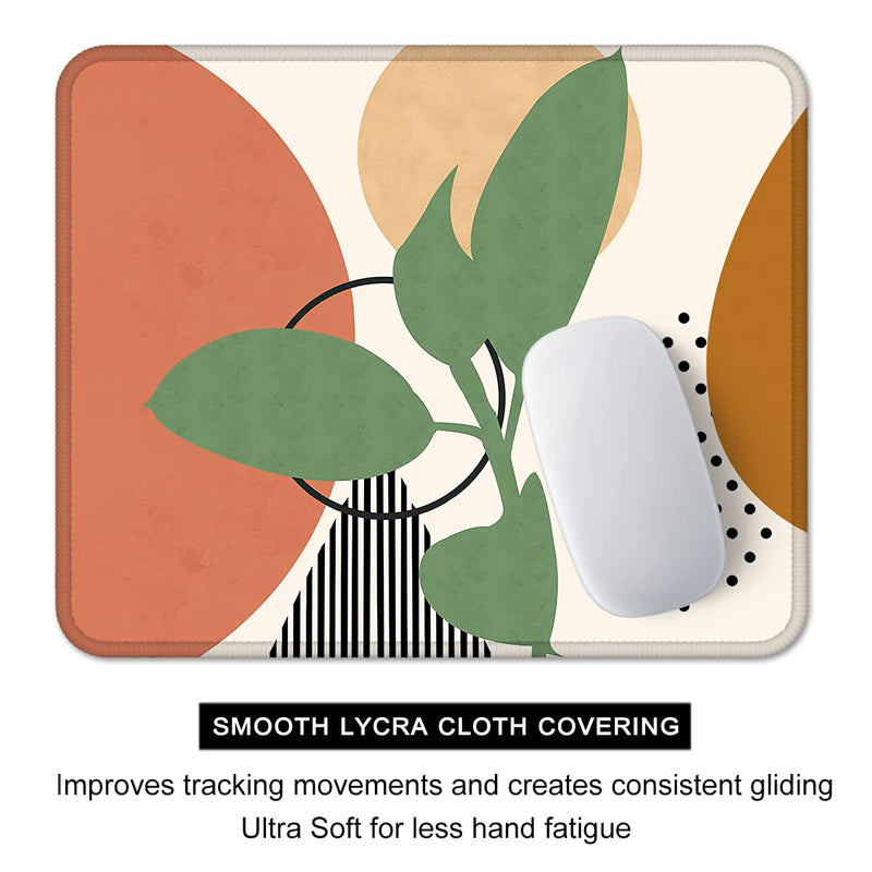 [Australia - AusPower] - Auhoahsil Mouse Pad, Square Boho Anti-Slip Rubber Mousepad with Durable Stitched Edges for Gaming Work Office Laptop Computer Women Men Kids, Cute Custom Pattern, 12" x 9", Modern Abstract Art Leaves 