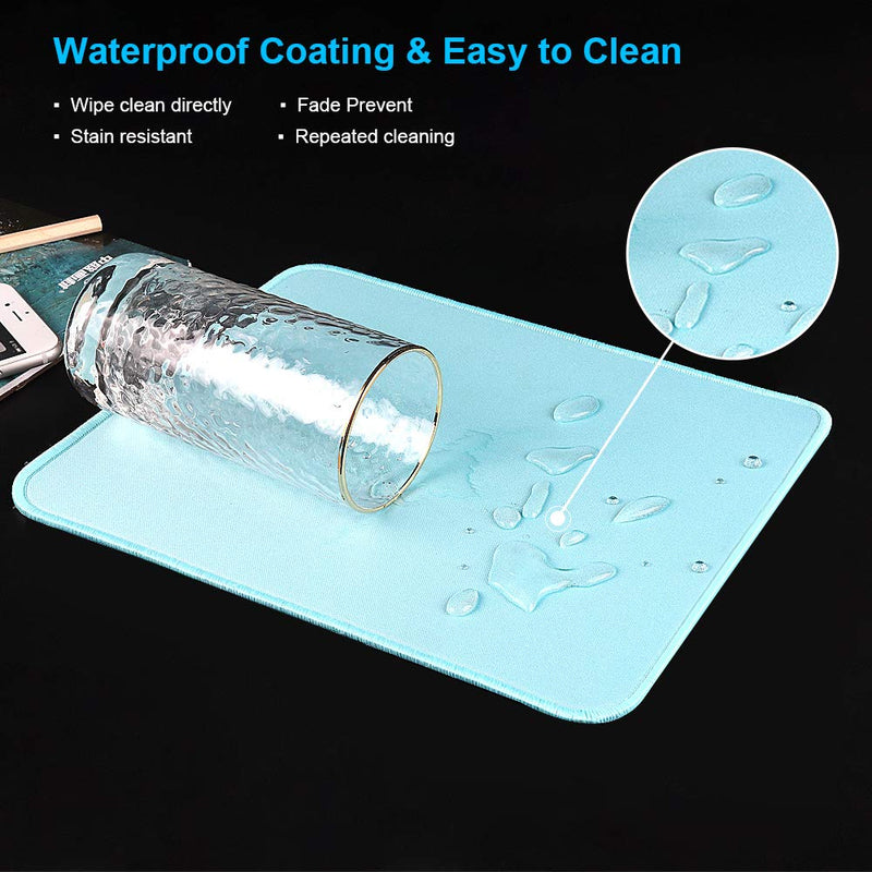 [Australia - AusPower] - Mouse Pad with Durable Stitched Edge, Small Computer Mousepad Desk Mat with Smooth Surface, Non Slip Rubber Base Mouse Pad for Laptop, Gaming, 10.2x8.3x0.12in, Light Blue Light Blue/Black Base 10.2*8.3*0.12inch/S 