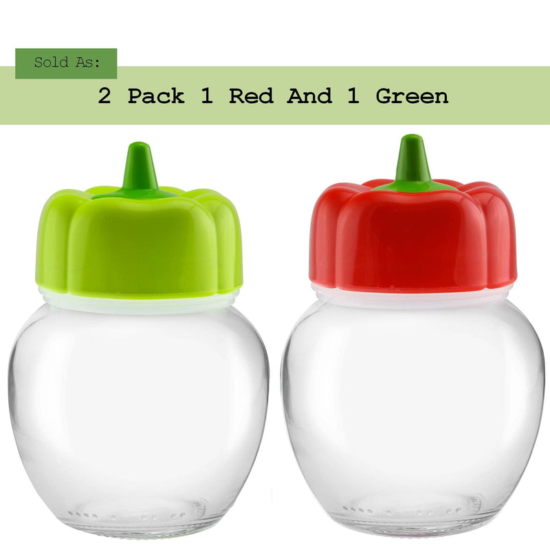[Australia - AusPower] - Pepper Spice Shaker, Perforated Top For Parmesan And Mozzarella Cheese/Cinnamon Sugar/Seasoning Shaker - Cute Pepper Lid, Dishwasher Safe - 7oz - Set of 2 