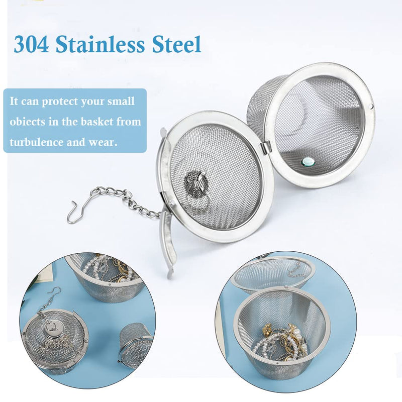 [Australia - AusPower] - 3 Pieces Ultrasonic Cleaner Baskets Set Stainless Steel Ultrasonic Parts Cleaner Jewelry Steam Cleaner Cleaning Basket Mesh Ball Cleaning Holder with Lock and Hook 