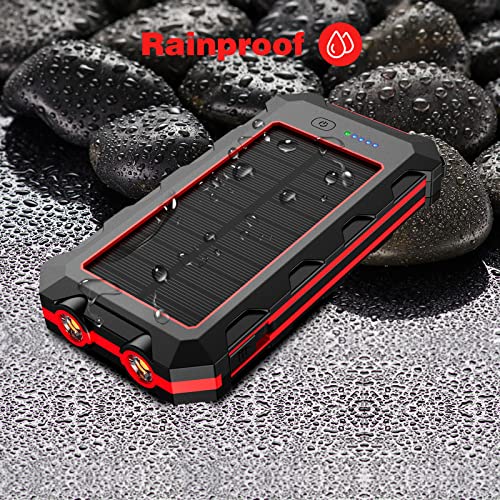 [Australia - AusPower] - Solar Power Bank,30000mAh Portable Solar Charger with Wireless Phone Charger Compatible with All Cell Phones, IOS, Android, and Other Electronics Rainproof Solar Phone Charger with Dual LED Flashlight 