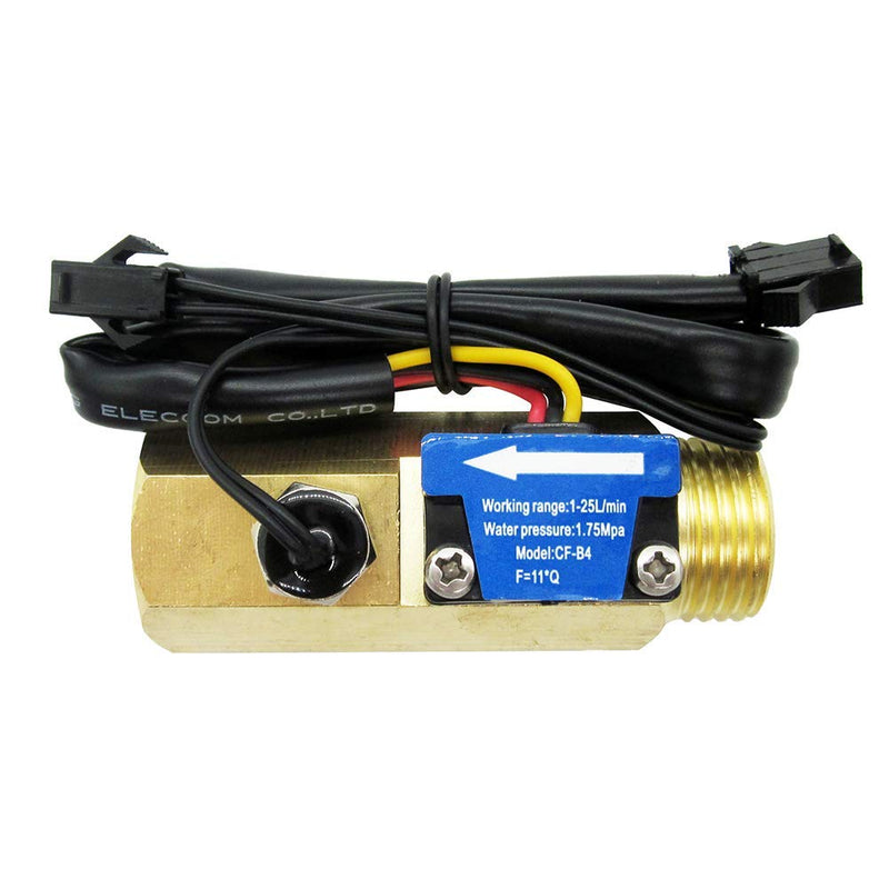 [Australia - AusPower] - DIGITEN Water Flow Sensor G1/2"Thread Female to Male, Hall Sensor Flow Meter Flowmeter Counter with Temperature Sensor 1-25L/min 