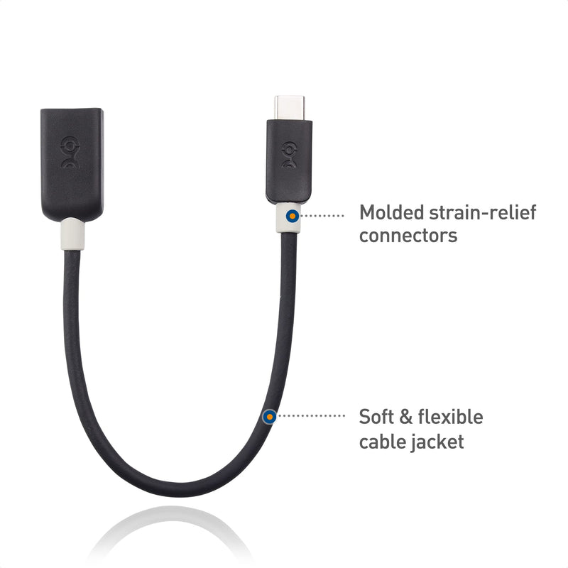 [Australia - AusPower] - Cable Matters USB C to USB Adapter 6 Inches (USB to USB C Adapter, USB-C to USB 3.0 Adapter, USB C OTG) in Black 