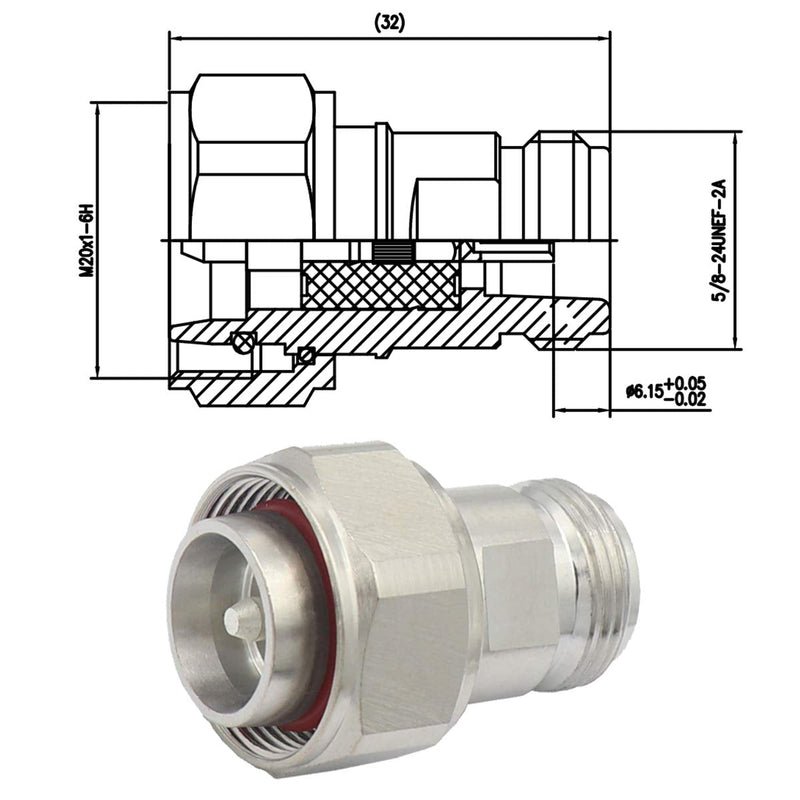 [Australia - AusPower] - RFIOTASY 4.3-10 Mini DIN Male to N Female Adaptor 4.3/10 Mini DIN Male to N Female Adapter with Low PIM 160dBc (4.3-10 Male to N Female) 4.3-10 Male to N Female 