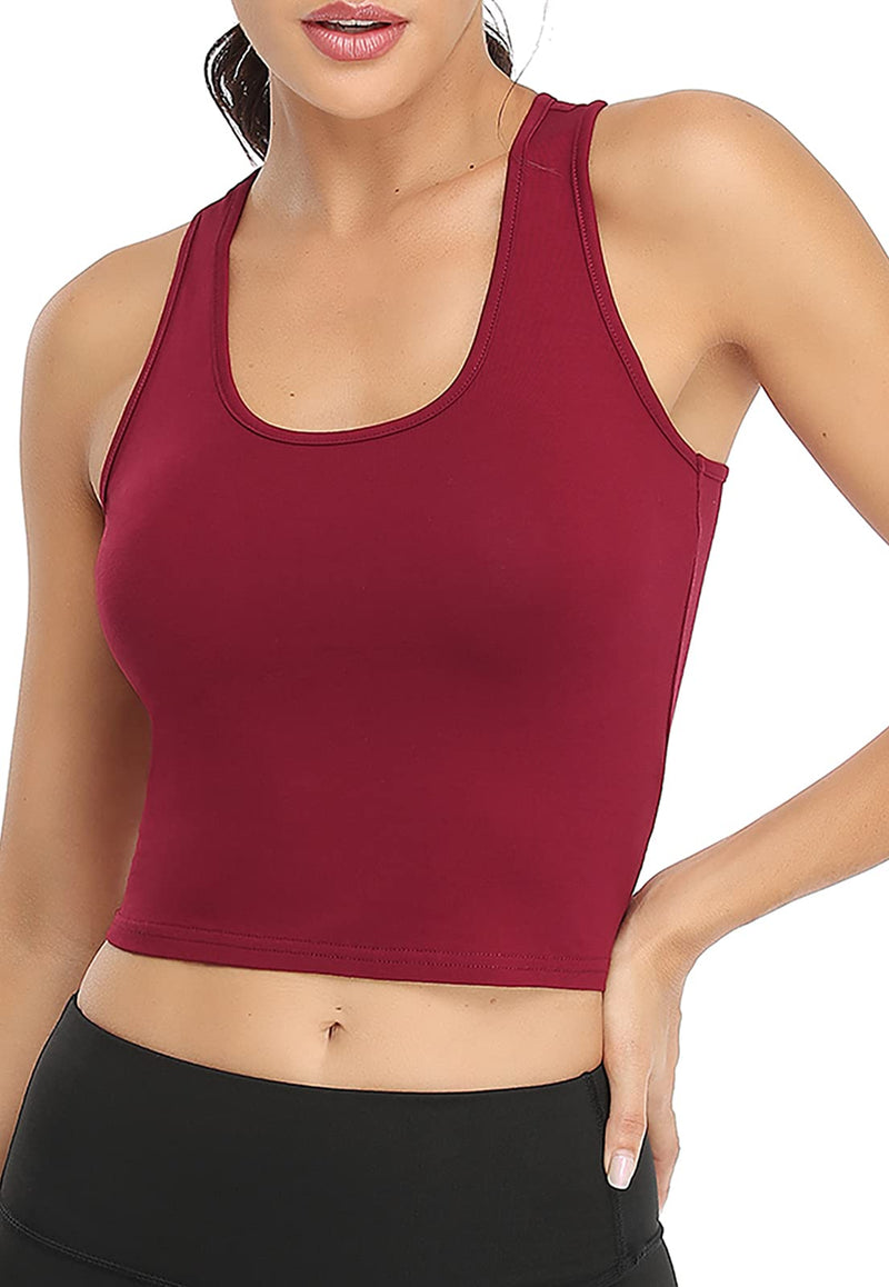 [Australia - AusPower] - Sports Crop Tank Tops for Women Cropped Workout Tops Racerback Running Yoga Tanks Cotton Sleeveless Gym Shirts 3 Pack Black Navy Burgundy Small 