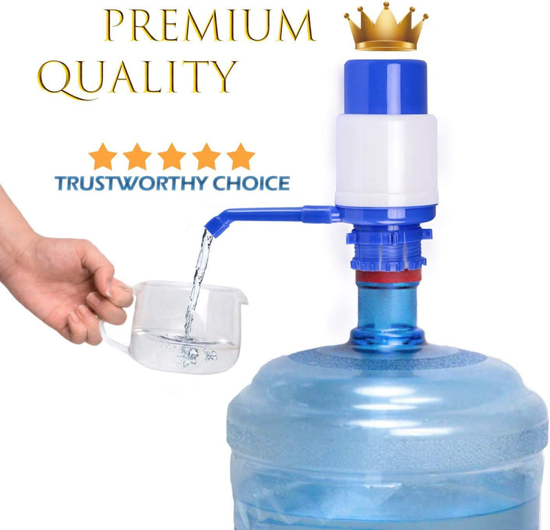 [Australia - AusPower] - Water Bottles Pump Blue Manual Hand Pressure Drinking Fountain Pressure Pump Water Press Pump with an Extra Short Tube and Cap Fits Most 2-6 Gallon Water Coolers … 