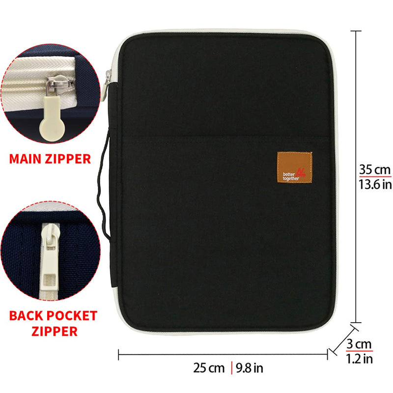 [Australia - AusPower] - El-fmly Casual Document File Bag A4 Zipper Waterproof Portable Organizer Portfolio Handy Case Bag for Ipad Notebook Phone Travel Office 01-black 