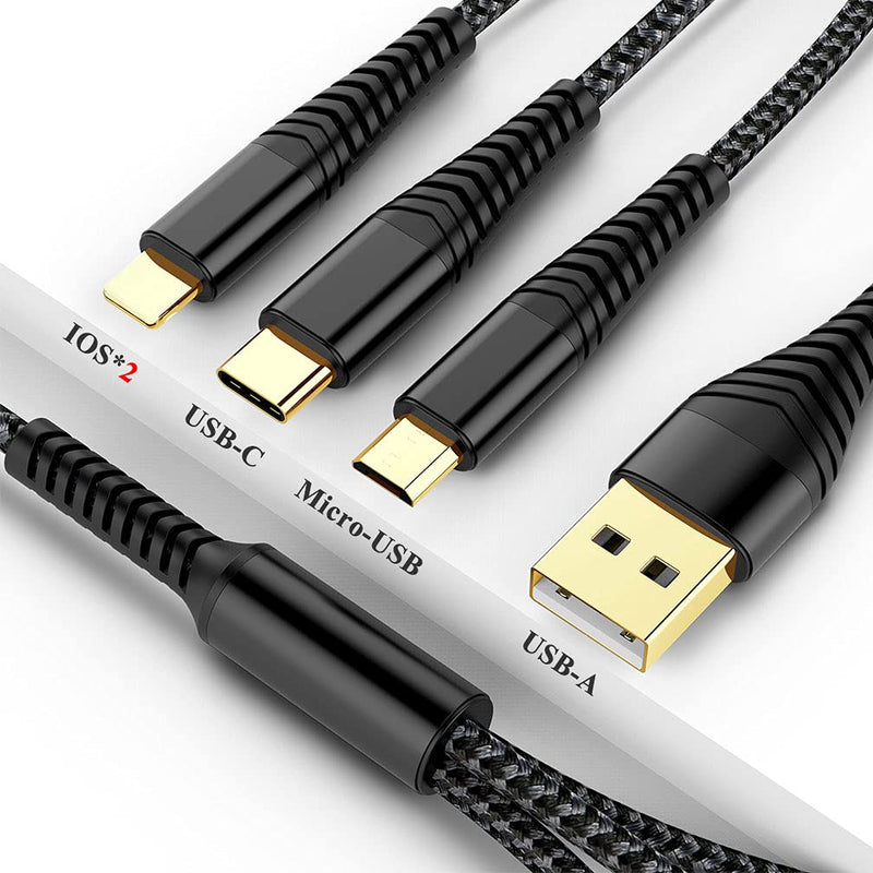 [Australia - AusPower] - 2Pack 6FT Multi Charging Cable 3A, Multi Charger Cable Nylon Braided Universal 4 in 1 Multi USB Cable Multiple Devices Charger Cord with Type C/Micro USB Connectors for Cell Phones and More 