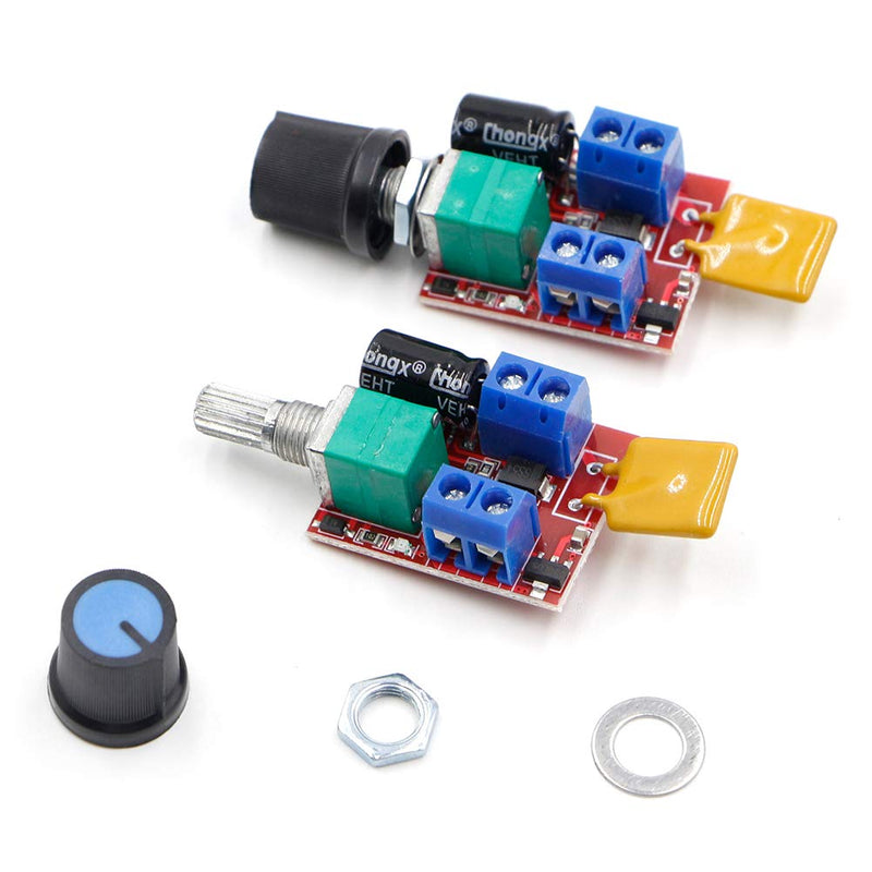 [Australia - AusPower] - Riorand DC 3V 6V 12V 24V 35V 5A Motor Speed Controller PWM Speed Control Ultra Small LED Dimmer（2PCS） 