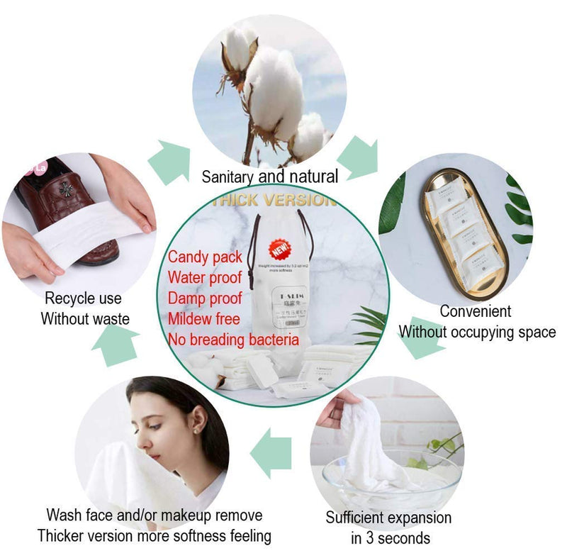 [Australia - AusPower] - Compressed Towels, Travel Towel, Camping Towel, Camping Wipes, Camping Towels, Hiking Towel, Disposable Towels for Demanding Clients Thicker Larger Softer face Hand Towels, 100% Cotton, 20pcs 