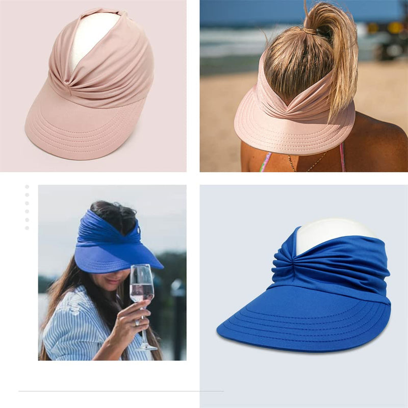 [Australia - AusPower] - Sun Hat Women, Sun Beach Visor Cap UV Protection with Wide Brim for Sports Beach Golf Hiking Beige/Pink 