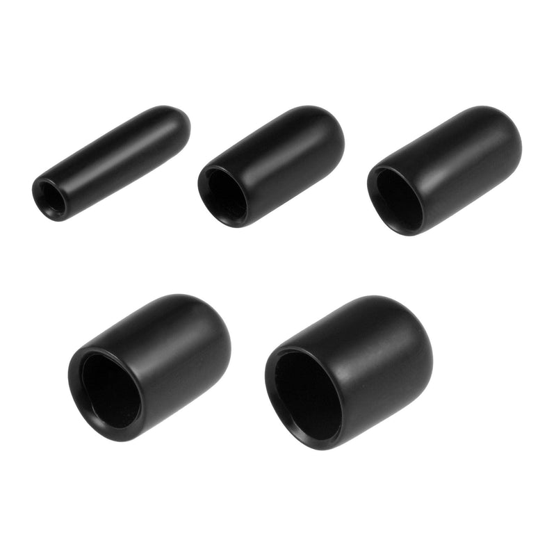 [Australia - AusPower] - uxcell 50pcs Round Rubber End Caps 1/8" 3/16" 1/4" 5/16" 3/8" Black Vinyl Cover Screw Thread Protectors Assortment Kit 