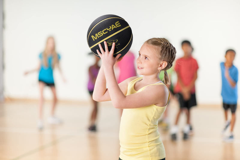 [Australia - AusPower] - Kids Basketball Size 3（22‘’,Size 5 (27.5‘’) Basketball for Youth Play Games Indoor Outdoor Pool,Training Basketball for Beginners(Boy and Girls) Black 
