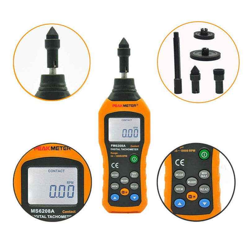 [Australia - AusPower] - RICH Digital Tachometer Tester,Speed Gauge Tester Handheld Mini 50RPM-19999RPM Meter Motor Speed Gauge,100 Groups,193 x 60 x 29 mm 193 x 60 x 29 mm 