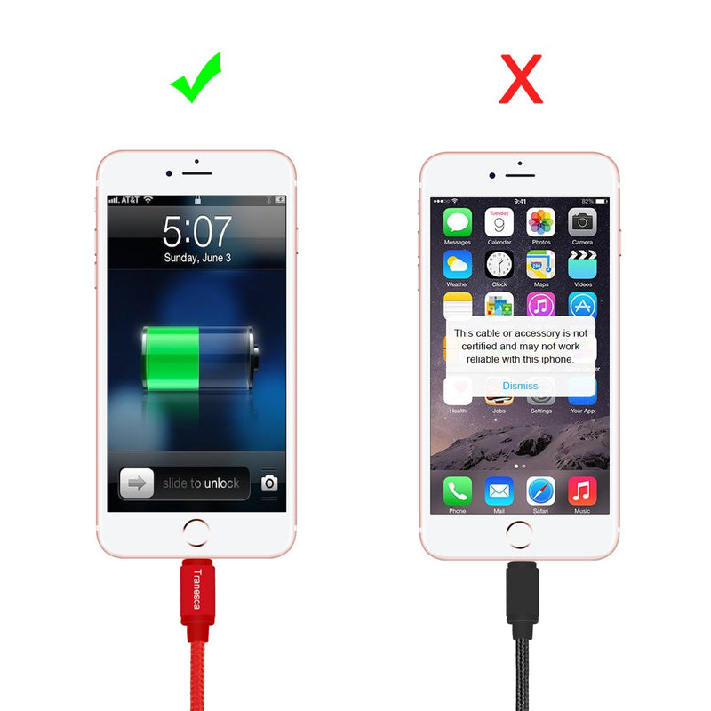 [Australia - AusPower] - Tranesca Dual USB Wall Charger and 6ft Charging Cable - Red Wall Charger and iPhone/iPad Cable- Red 