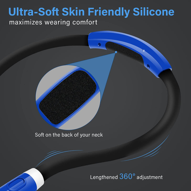 [Australia - AusPower] - Vekkia Rechargeable LED Neck Reading Light, Book Lights for Reading in Bed, 3 Brightness Levels, Flexible Soft Silicone Arms Comfortable Wear, Long Lasting. Perfect for Readers, Craft & Knitting Blue 