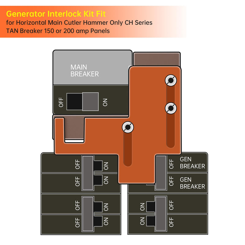 [Australia - AusPower] - Generator Interlock Kit Fit for Siemens or Murray 150 or 200 amp Panels, 7/8-1 1/4 Inch Spacing Between Main Breaker and Branch Breaker, Professional Generator Interlock Kit 