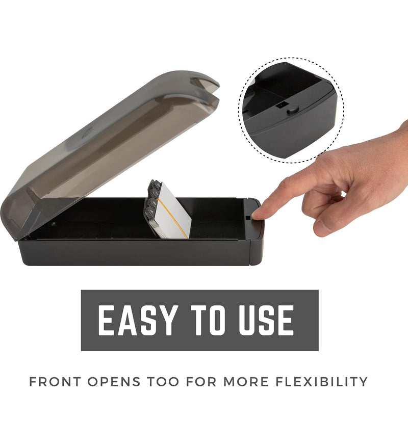 [Australia - AusPower] - 1InTheOffice Business Card File Holder, Name Card Organizer with Dividers and Index Tabs, Smoke/Black 650 Cards Capacity 
