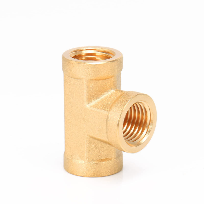 [Australia - AusPower] - BathAce Solid Brass Tee Fitting, Heavy Duty Threaded Pipe T Adapter Fitting Metal Connectors,2 Pack (1/4 NPT Female x 1/4 NPT Female x 1/4 NPT Male) 1/4 NPT Female x 1/4 NPT Female x 1/4 NPT Male 
