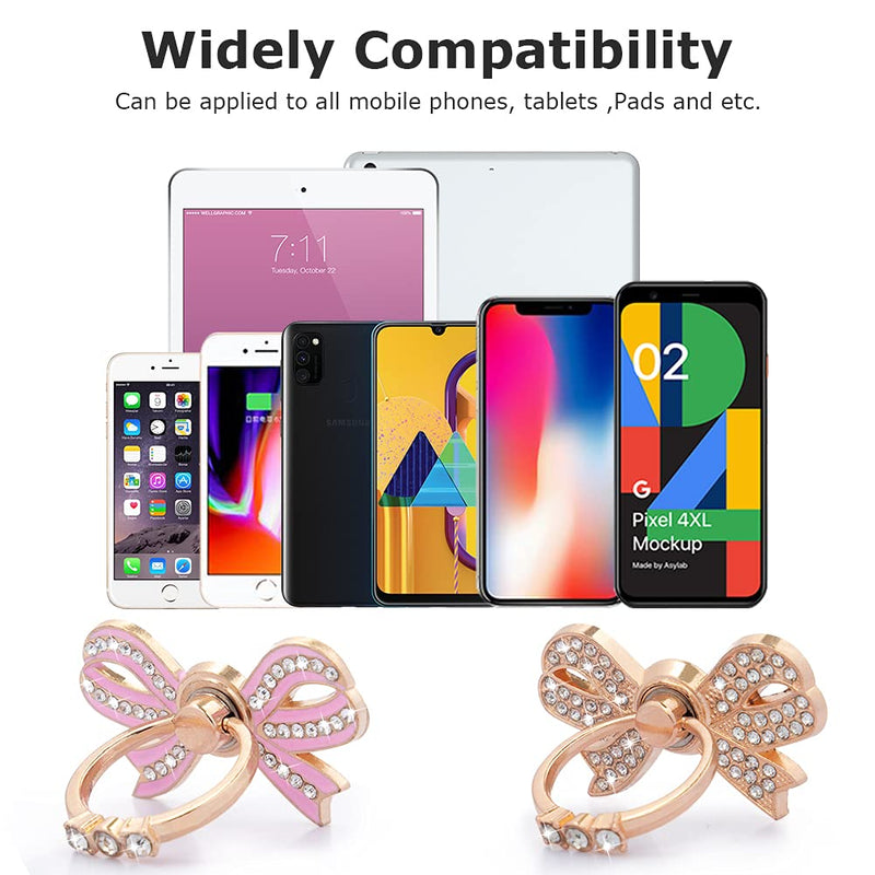 [Australia - AusPower] - Finger Ring Stand,2 Pack Luxury Glitter Diamond Universal Metal Finger Ring Grip Holder Kickstand for iPhone 13 12 Pro Max Xs Max X 8 6s Plus,Galaxy S22 Ultra S10 Plus Note,All Smartphone(Golden+Pink) Golden+Pink 