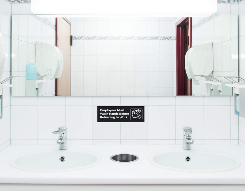 [Australia - AusPower] - Pixelverse Design - Wash Rinse Sanitize Handwash Stickers - Great for Restaurants, Commercial Kitchens, 3 Sink Compartments - 3x9 Inches - 5 Pack Set - Includes BONUS Employee Must Wash Hands 3 x 9 inches (5 Pack) 