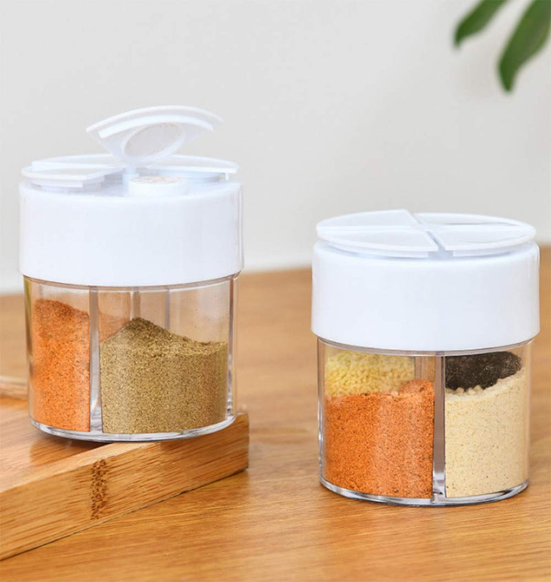 [Australia - AusPower] - AKOAK 1 Pack Multifunctional Four Room Seasoning Bottle Plastic Transparent Storage Box Household Kitchen Seasoning Small Powder Jar 