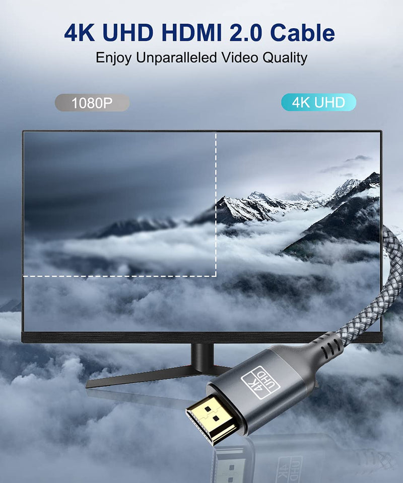 [Australia - AusPower] - 4K Hdmi Cable 30FT, Akoada 18Gbps High Speed Hdmi 2.0 Ethernet-24AWG Nylon Braided Cable 4K 60Hz HDR Video HDCP2.2 3D 2160P 1080P ARC Compatible with UHD TV,PS4 / 3,X-Box, Monitor 4K Fire Netflix etc Grey 