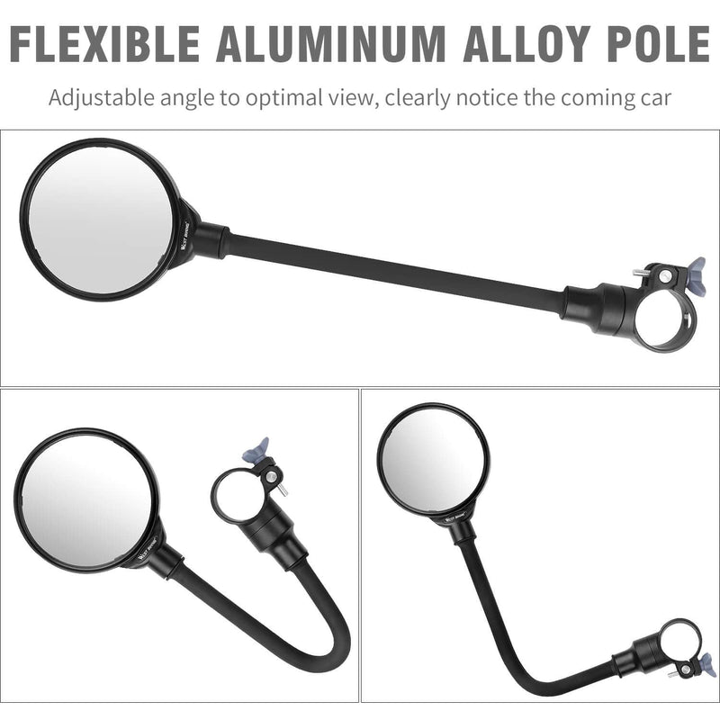 [Australia - AusPower] - West Biking Bike Mirror Handlebar Mount, Adjustable Rotatable Bicycle Rear View Glass Mirror, Wide Angle Acrylic Convex Safety Mirror for Mountain Road Bike Black - 1 Piece Convex Mirror 