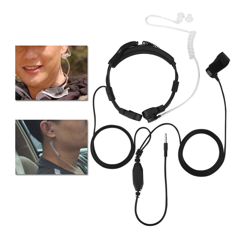 [Australia - AusPower] - Throat Mic Earpiece Headphone, 3.5mm Throat Mic Covert Air Acoustic Tube Earpiece Headset Anti Radiation with Finger PTT for Mobile Phone/Adjustable Size 