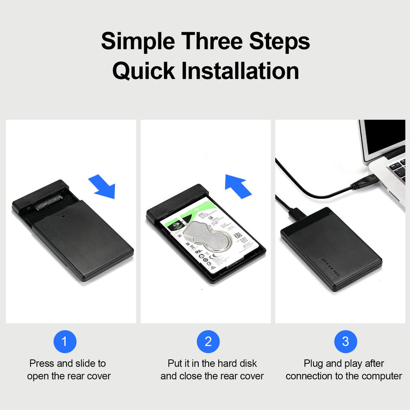 [Australia - AusPower] - External Hard Drive Enclosure for 2.5 Inch SATA SSD HDD USB 3.0 to SATA III Hard Drive Case 7mm 9.5mm Compatible with WD Seagate Toshiba Samsung Hitachi PS4 Xbox 