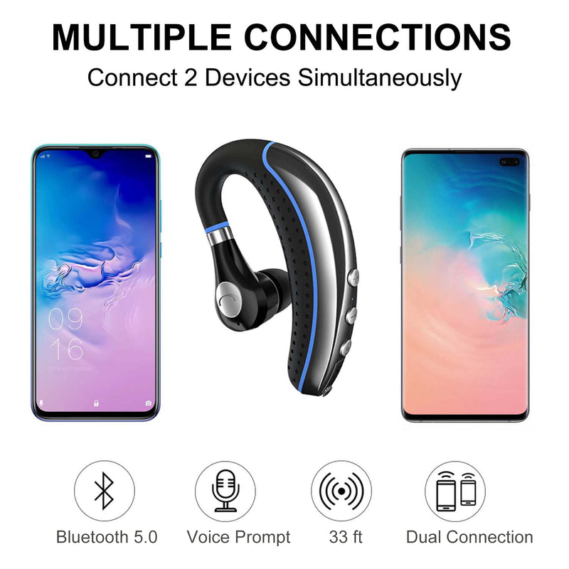 [Australia - AusPower] - Bluetooth Headset, FIMITECH Wireless Earpiece V5.0 Ultralight Hands Free Business Earphone with Mic for Business/Office/Driving 