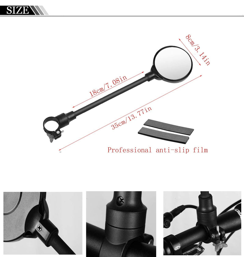 [Australia - AusPower] - Newlight66 Bike Mirror, Adjustable Handlebar Rear View Mirrors For Mountain Road Bike Bicycle Electric Motorcycle (Black-2PC) 