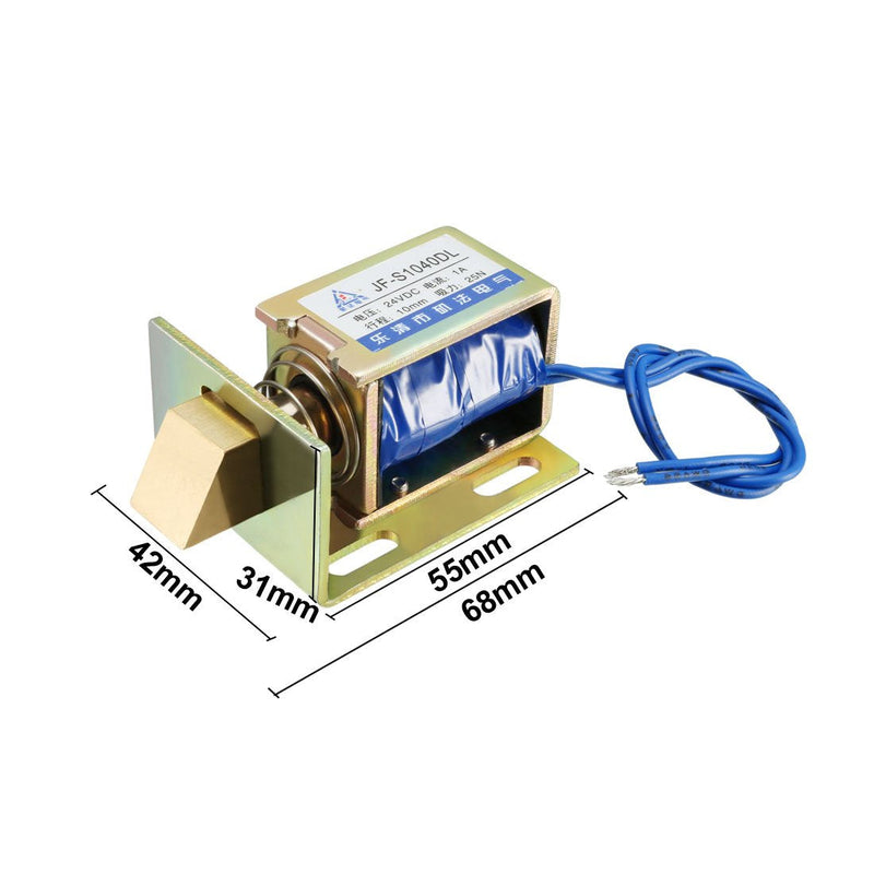 [Australia - AusPower] - uxcell Eelectric Door Lock Solenoid,DC 24V 25N 10mm Stroke,Pull Type,Open Frame,Solenoid Electromagnet Lock with Mount Board,Linear Motion,JF-S1040DL 