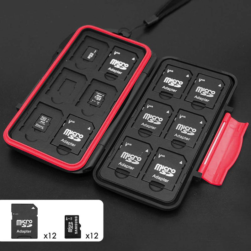 [Australia - AusPower] - Set of 2, Memory Card Case with Carabiner and Card Removal Tool, findTop Water-Resistant Shockproof Carrying Case Protector Box 24 Slots for 12 Piece SDHC/SDXC Cards and 12 Micro SD Cards 