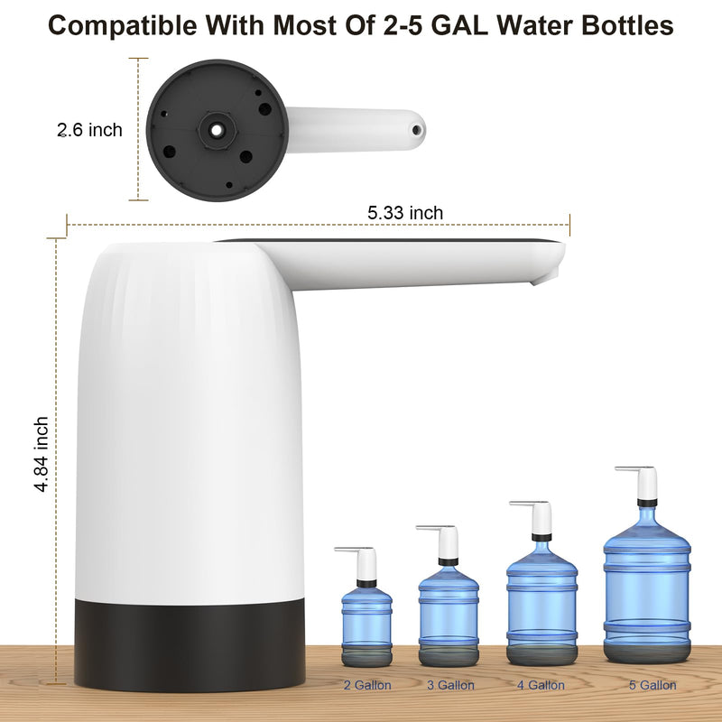 [Australia - AusPower] - 5 Gallon Jug Portable Water Dispenser Water Bottle Pump 5 Gallon Water Dispenser USB Charging Automatic Water Bottle Pump Electric Water Dispenser Water Bottle Switch 