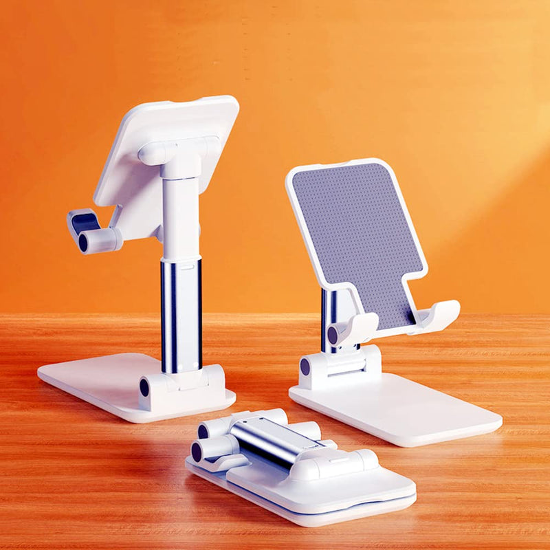 [Australia - AusPower] - bodbop Cell Phone Stand for Desk Mobile Phone Holder Desktop Cell Phone Bracket Desk Foldable Phone Support Dock Compatible with iPhone Pro Max Plus Android Smartphone Stands Tabletop Holders (White) White 