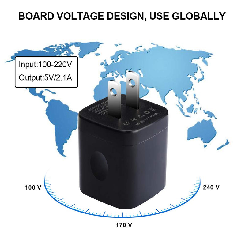 [Australia - AusPower] - Wall Charger, Charging Block, UorMe 5-Pack 2.1Amp 5V Dual Port USB Power Adapter Plug Cube Compatible Phone 13 12 11 Xs Max XR X, Pad Mini/Air,Samsung S22 S22+ S22 Ultra S21 S20 FE S20+, G8 K31 Q60 G8 5 Pure Black 