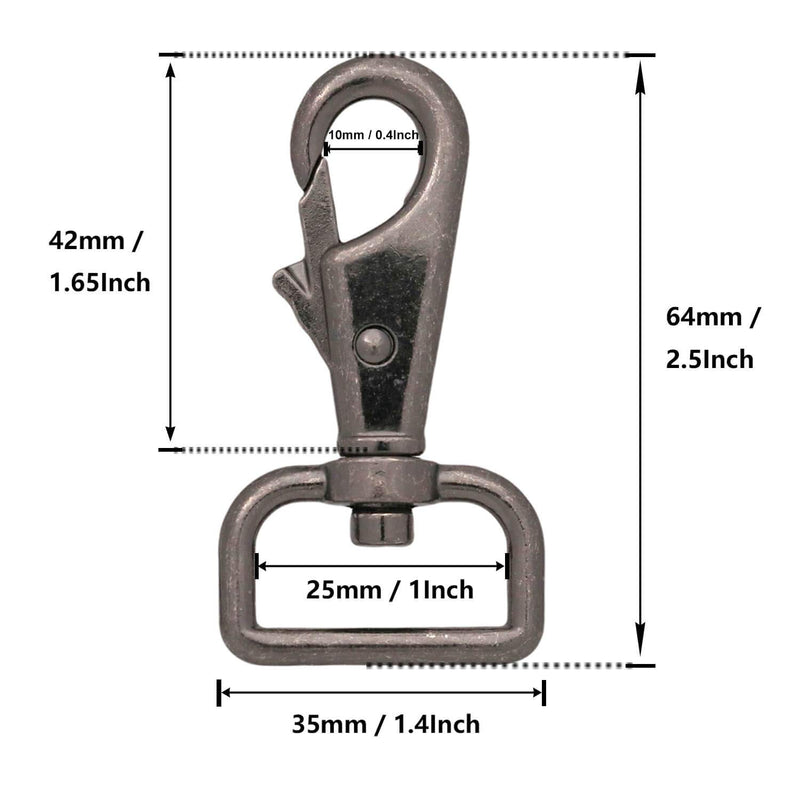 [Australia - AusPower] - BIKICOCO 1'' Swivel Trigger Tilt & Bump Thumb Knob Bolt Snap Hook Lobster Claw Clasp Spring Loaded Clip, Gunmetal - Pack of 10 Gunmetal x 10 Pcs 