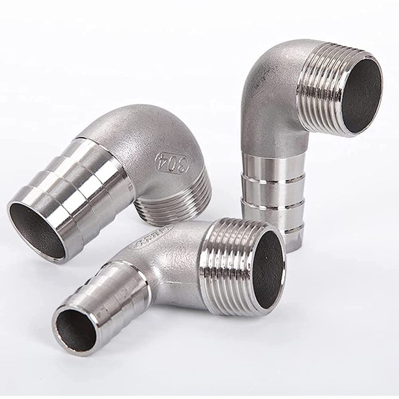 [Australia - AusPower] - Joywayus 3/8" Hose Barb x 1/2" NPT Male Home Brew Pipe Fitting Stainless Steel 90 Degree Elbow Adapter 3/8" Barb x 1/2" NPT 