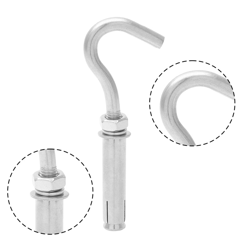 [Australia - AusPower] - Biaungdo M6 Expansion Hook, Stainless Steel Concrete Hook Heavy Duty Open Cup Hook Bolts Expansion Bolts for Wall Concrete Brick, Pack of 5 