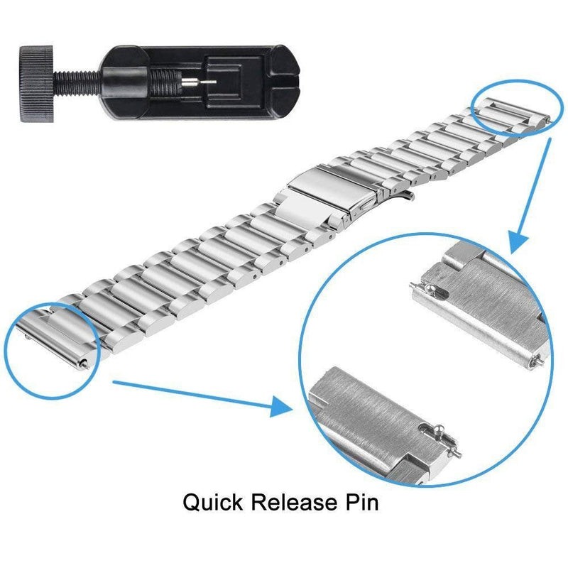 [Australia - AusPower] - Compatible with Garmin Venu Sq Bands, YOUkei Stainless Steel Metal Replacement Strap Bracelet Compatible with Garmin Venu Sq Smartwatch/Venu 2 Plus Smartwatch 2022 (Silver) Silver 