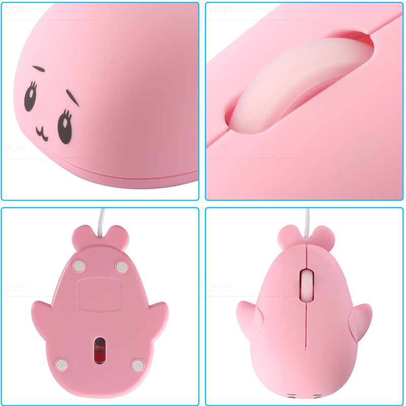 [Australia - AusPower] - Cute Animal Baby Dolphin Shape USB Wired Mouse 1600 DPI Optical Mice Mini Small Kids Children Mice for PC Laptop Computer (1pcs Pink) 