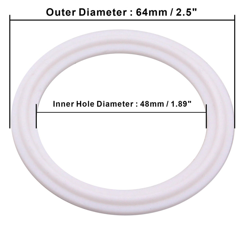 [Australia - AusPower] - DERNORD Teflon (PTFE) Tri-Clamp Gasket O-ring - 2 Inch Style Fits OD 64MM Sanitary Pipe Weld Ferrule (Pack of 2) Pack of 2 