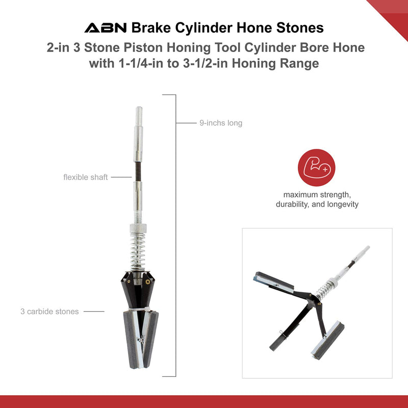[Australia - AusPower] - ABN Brake Cylinder Hone – 2in 3 Stone Piston Honing Tool Cylinder Bore Hone with 1-1/4in to 3-1/2in Honing Range 