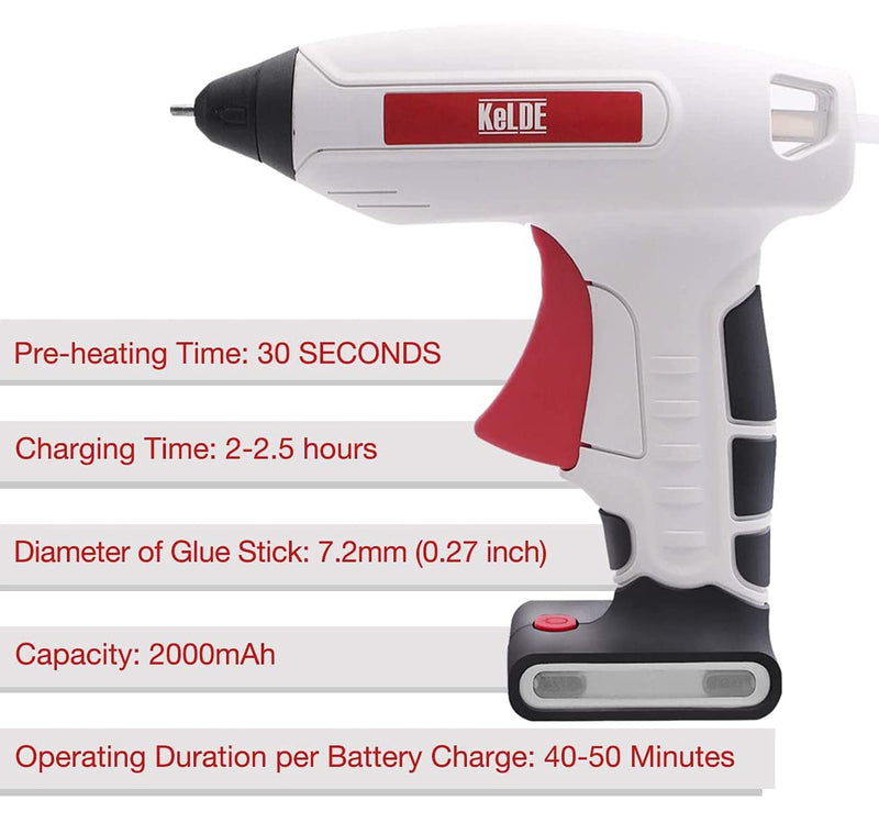 [Australia - AusPower] - KeLDE Fine Tip Cordless Glue Gun Kit - 30 Seconds Heating Time Battery Rechargeable Hot Melt Glue Gun with 7mm Mini Glue Sticks for DIY, Crafts & Home Repairs 