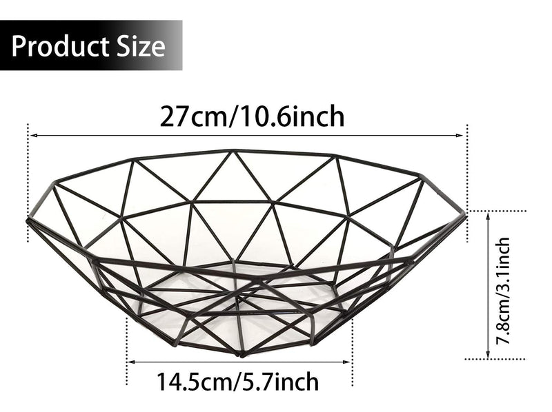 [Australia - AusPower] - Teetookea Metal Wire Fruit Bowl, Iron Arts Fruit Storage Baskets for Kitchen Counter, Countertop, Home Decor, Table Centerpiece Decorative hold Vegetables, Bread, Snacks, Potpourris Black 