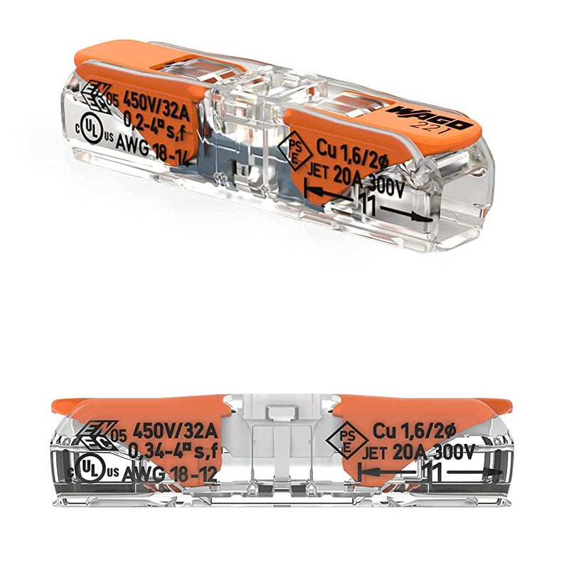 [Australia - AusPower] - WAGO 221-2401 Lever Nuts Compact Splicing Inline Wire Connectors with Case | 20pc 