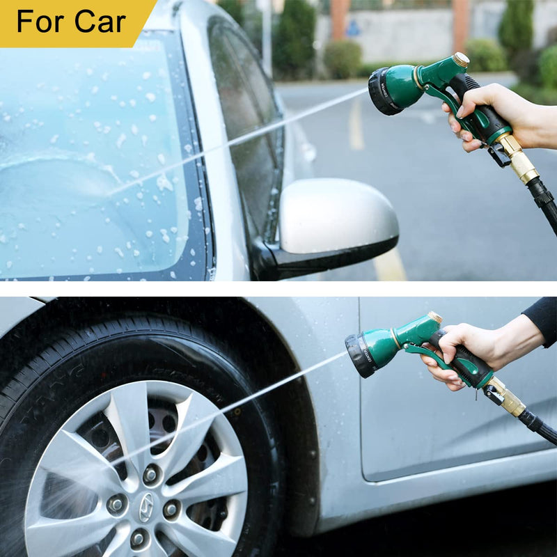 [Australia - AusPower] - FANHAO Garden Hose Nozzle Sprayer Heavy Duty, 100% Metal Spray Nozzle High Pressure Water Hose Nozzle with 7 Patterns for Watering Garden, Washing Cars and Showering Pets Green 