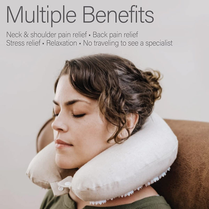 [Australia - AusPower] - Kanjo Memory Foam Acupressure Neck Pillow - High Density Memory Foam Core - Travel Accessory Pillow - Relieves Neck Pain and Back Pain - Includes Carry Bag - FSA & HSA Eligible 